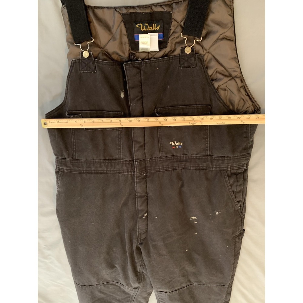 Walls Zero-Zone Bib Overalls Mens 2XL 46-48 Black Insulated Quilt Lined Workwear - Picture 4 of 12